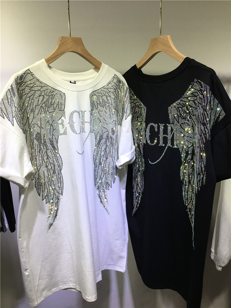 L-4XL Oversize Rhinestone Ange - Streetwear Brand Shirts ulasan dan harga