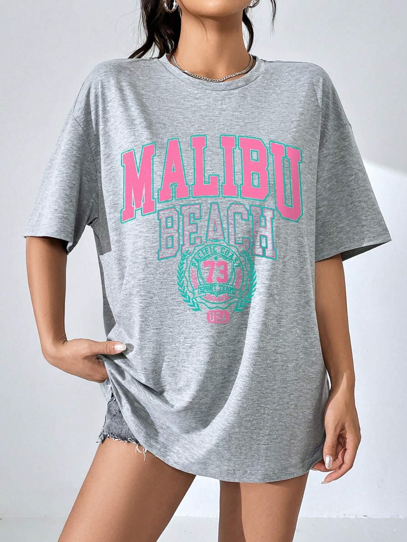 Malibu Beach Letter Print Prin - Streetwear Brand Shirts ulasan dan harga