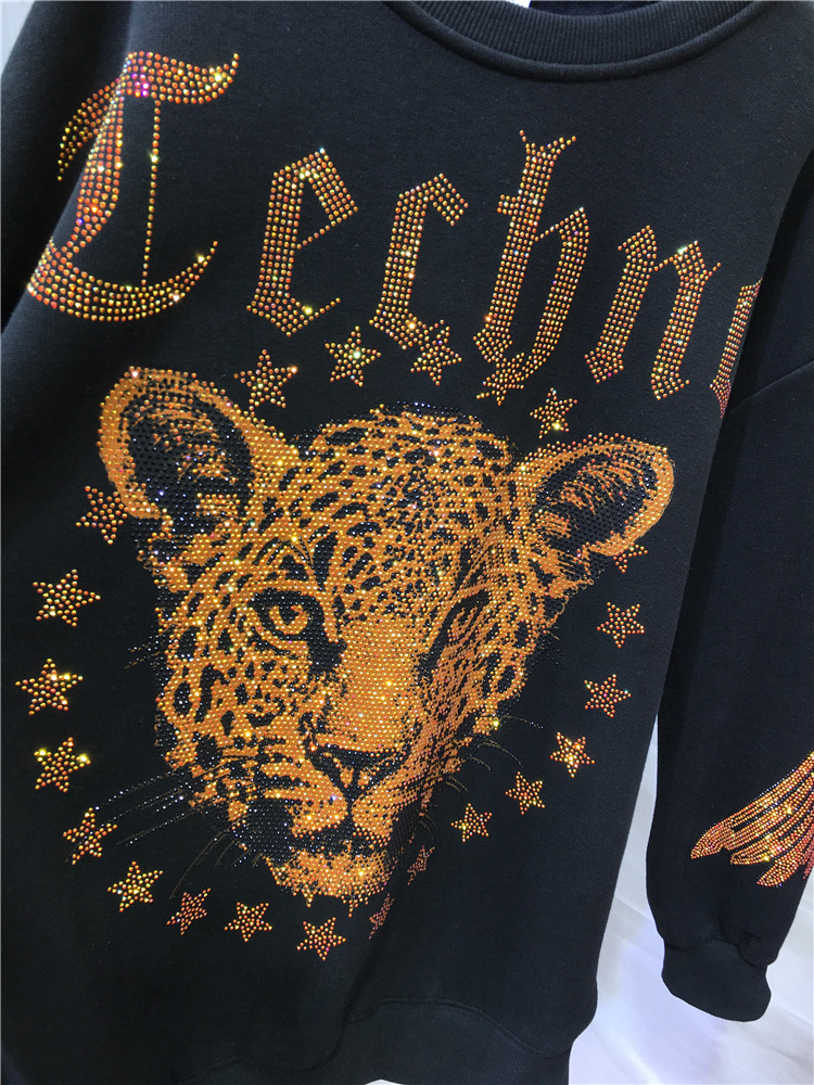 Leopard Rhinestones L-4XL Plus - Streetwear Brand Clothing ulasan dan harga