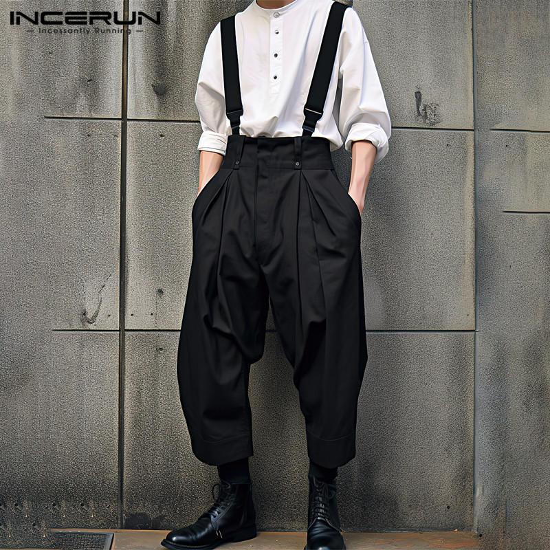 INCERUN Men Jumpsuits Solid Co - Streetwear Brand Clothing ulasan dan harga