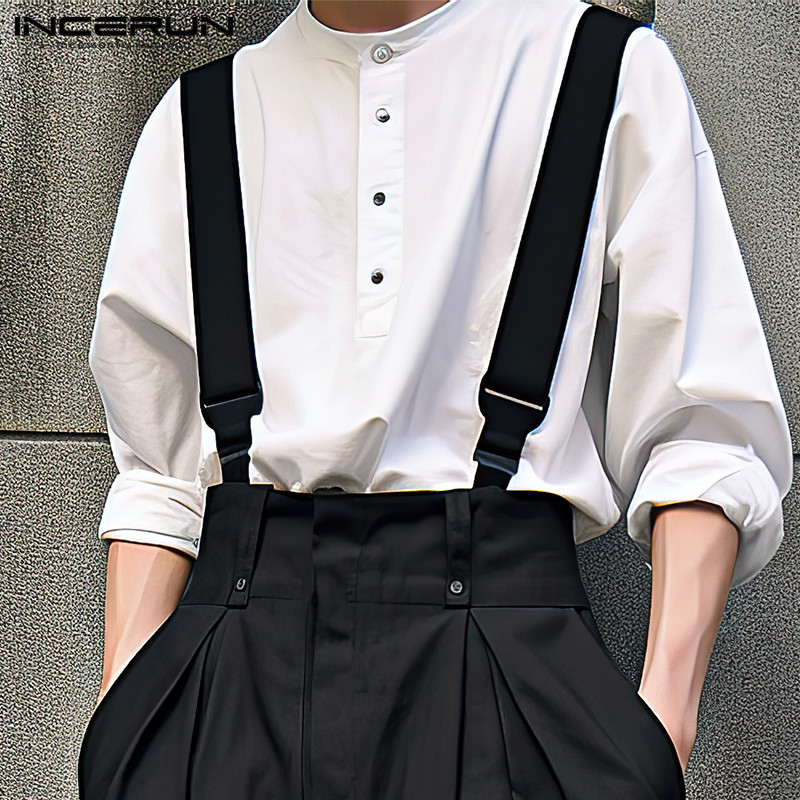 INCERUN Men Jumpsuits Solid Co - Streetwear Brand Clothing ulasan dan harga